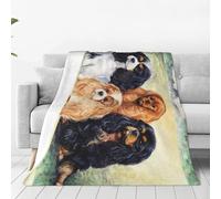 Couverture Noire Golden Cavalier King Charles Spaniel, Couverture Douce pour Toutes Les Saisons, couvertures Chaudes, légères et pelucheuses en Flanelle 150X125 CM