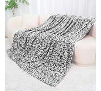 Couverture noire pour lit simple - Jeté en molleton léger à imprimé guépard pour lit, canapé, couverture pelucheuse en peluche confortable pour décoration de maison, chambre à coucher, dortoir, toutes