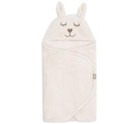 Jollein Couverture d’Emmaillotage Bébé - Bunny - Cloudy Rib - Oatmeal - Avec Capuche et Fermeture Velcro - Doublure Teddy Moelleuse - Compatible Harnais 3 et 5 Points - Pour Siège Auto et Poussette