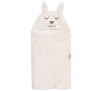 Jollein Couverture d'emmaillotage bébé Bunny Cloudy Rib Oatmeal – Capuche, Velcro, Doublure Teddy