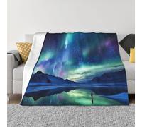 Couverture Northern Lights - Couverture et jeté en micro-polaire ultra douce et légère en flanelle - Couvertures de lit en peluche chaude pour canapé - 203,2 x 152,4 cm