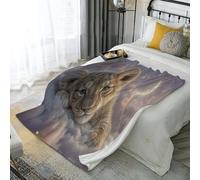 Couverture Nuages de Lion - Douillette, Chaude, Moelleuse - en Flanelle Douce - Décoration de Style rêveur avec Impression numérique HD - Jolie Couverture pour canapé, lit - Violet Clair