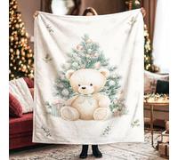 Couverture ours fantaisie, cadeau de Noël fantaisie, beige, couverture en peluche douce, légère, compacte, esthétique pour canapé, lit, dortoir, chaise, voiture, fauteuil inclinable, 152,4 x 203,2 cm