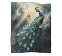 Couverture Paon Spreads Its Tail,Pluie et soleil à travers les nuages Housse De Canapé-lit Parfaite 50x60inch(127x152cm),douce Et Confortable Au Toucher,parfaite Pour Garder Toute La Famille Au Cha