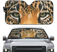 Couverture Pare-Brise Voiture Imperméable Pare-Soleil Avant Intérieur La Protection Pare-Soleils Intérieur Universelle pour Vus Auto Véhicules Yeux 3D De Léopard, Yeux De Léopard Rapprochés M