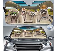 Couverture Pare-Brise Voiture Imperméable Pare-Soleils Intérieur Protecteur De Pare-Brise Universelle pour Auto Camion Vus Famille De Ratons Laveurs Drôle Conduisant sur Un Animal D'Été M
