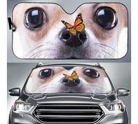 Couverture Pare-Brise Voiture Imperméable Protecteur De Pare-Brise Pare Soleil Voiture Universelle pour Auto Camion Été Chihuahua Mignon avec De Grands Yeux Et Un Papillon Jaune M