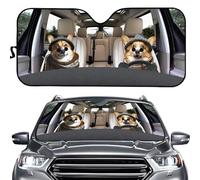Couverture Pare-Soleil Pare-Brise Auto Corgi drôle Universel M | Pare-Soleil Auto Avant Réduction de Chaleur Bloque les Rayons UV Store Solaire Pare-Brise Auto