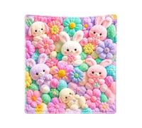 Couverture pastel confortable, douce et chaude pour toutes les saisons | Couverture de lit motif lapin floral pour femmes, enfants, filles, adolescentes, personnes âgées, pour le salon, la sieste