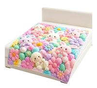 Couverture pastel confortable, douce et chaude pour toutes les saisons | Couverture de lit motif lapin floral pour femmes, enfants, filles, adolescentes, personnes âgées, pour le salon, la sieste