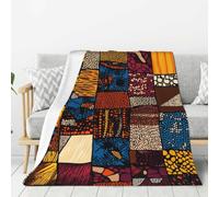 Couverture patchwork de style africain, douce et confortable, 101,6 x 76,2 | Couverture légère pour canapé, lit, salon, voyage, camping
