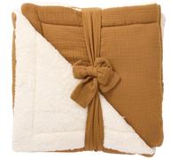 Couverture peluche double gaze et microfibre havane (70 x 100 cm)