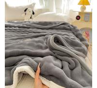 Couverture Peluche, légères et Chaudes Douce et Duveteux Fausse Fourrure e Lapin Confortable Plaid, pour Fauteuil et lit Simple/Double, canapé Sofa Voyage Chambre (200x230cm,Gray)