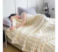 Couverture Peluche, légères et Chaudes Douce et Duveteux Fausse Fourrure e Lapin Confortable Plaid, pour Fauteuil et lit Simple/Double, canapé Sofa Voyage Chambre (200x230cm,White)
