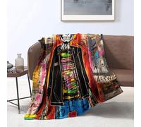 Couverture Peluche Style Basquiat avec Impression 3D Forme de tête de Mort, pour climatiseur, Toutes Saisons, décoration de Chambre d'enfant et d'adolescent, （120 x 150 cm）