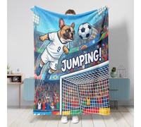 Couverture pelucheuse 2026 avec motif bouledogue français de football et chiot sautant sur la tête et grande et petite couverture pelucheuse pour canapé, salon, plage, voyage, décoration d'intérieur
