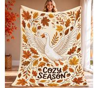 Couverture pelucheuse en forme d'oie, feuilles naturelles d'automne, glands, orange, couverture pelucheuse compacte, décorative et esthétique pour canapé, lit, voiture, chaise, bureau, 152,4 x 203,2