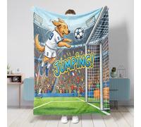 Couverture pelucheuse pour canapé, salon, plage, voyage, décoration d'intérieur et de canapé, motif chiot sautant avec tête sautante, 2026 (101,6 x 127 cm, motif football Golden Retriever)