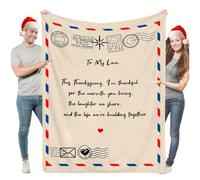 Couverture personnalisée avec lettres - Couverture personnalisée pour courrier aérien, cadeau de Thanksgiving confortable pour maman, papa, petite amie, petit ami