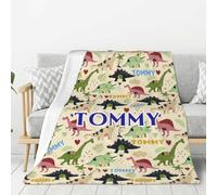 Couverture personnalisée avec nom personnalisé, Couverture personnalisée pour Nouveau-né, Enfants et Adultes, Couverture prénom personnalisée (Dinosaure)