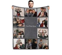 Couverture Personnalisée avec Photos et Texte Plaid Photo en Flanelle Ultra Doux, Idéal pour Noël, Famille, Père, Mère, Enfants, Animaux, Amis ou Couples