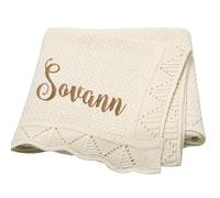 Couverture Personnalisée Bébé Avec Prenom，couverture Et Doudou Personnalisée Bébé，couverture Nominativecouverture Personnalisée (Beige,Embroidered name)