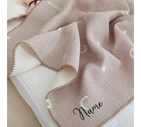 Couverture Personnalisée Bébé,Broderie Prenom Naissance Couverture Bébé,coton Couverture Pour Linge De Lit Pour Bébés,poussettes,emmaillotage Bebe,couverture Et Doudou Personnalisée Bébé