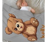 Couverture Personnalisée pour Bébé, Couverture en Flanelle avec Texte de Nom Personnalisé pour Garçons et Filles, pour Nouveau-nés, Nouvelle Maman, Nourrissons, Enfants, Animaux Cadeaux, Style 7
