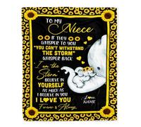 Couverture personnalisée pour ma nièce de Tante Tante Je suis la tempête Gros câlin Tournesol Éléphant Nièce Anniversaire Noël Couverture Polaire de lit personnalisée