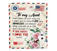 Couverture personnalisée pour Mon Fils de Maman Papa Lettre par Avion Je t'aime Fils Anniversaire Remise des diplômes Noël Couverture Polaire personnalisée