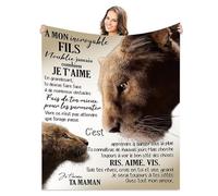 Couverture Personnalisée pour Mon Fils,Personnalisee Lettre à Ma Fils à Message en Français, Cadeaux d'anniversaire, Idée Cadeau Insolite Utile pour Un Noel Une Fête Un Mariage