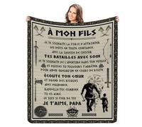 Couverture Personnalisée pour Mon Fils,Personnalisee Lettre à Ma Fils à Message en Français, Cadeaux d'anniversaire, Idée Cadeau Insolite Utile pour Un Noel Une Fête Un Mariage