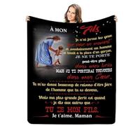 Couverture Personnalisée pour Mon Fils,Personnalisee Lettre à Ma Fils à Message en Français, Cadeaux d'anniversaire, Idée Cadeau Insolite Utile pour Un Noel Une Fête Un Mariage