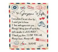 Couverture personnalisée pour Mon Mari de la Part de ma Femme, Je t'aime, câlins, Lettre par Avion, Anniversaire, Saint-Valentin, Noël, Anniversaire de Mariage, Couverture Polaire personnalisée