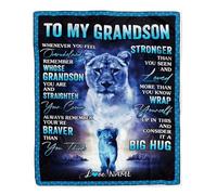 Couverture personnalisée pour Mon Petit-Fils de Grand-mère Nana Lion Je t'aime, C'est Un Gros câlin Lettre à Mon Petit-Fils Anniversaire Noël Couverture Polaire personnalisée