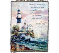 Couverture phare XL Pure Country Weavers par Carl Valente - Le Seigneur est mon rocher et ma forteresse - critures - Psaume 18:2 - Tapisserie cadeau