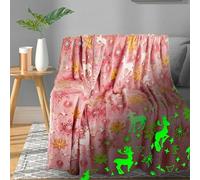 Couverture phosphorescente pour enfants et adultes en flanelle douce pour plus de chaleur et de confort pendant les nuits froides et les routines du coucher (cerf des neiges)