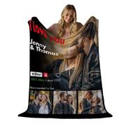 Couverture photo personnalisée avec quatre photos et texte 150 x 200 cm - Couverture de canapé - Couverture super douce extra confortable pour la famille, les amis, les frères et sœurs - Cadeau de