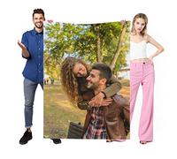 Couverture Photo Personnalisée - Couverture Personnalisée avec Texte Photos - Couverture Respirante Légère en Flanelle pour Famille Mariage Anniversaire Noël Saint Valentin Cadeaux pour Femme Lui Elle