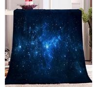 Couverture Plaid 130x150 cm, éToiles Bleues Ciel éToilé de la Galaxie Cosmique Motif Couverture Polaire Flanelle Moelleuse Chaudes Légères Couvertures pour Voyager, Lit ou Canapé et Cadeau de Noël
