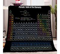 Couverture Plaid 150x200 cm, Dessin Animé Tableau PéRiodique Coloré éLéMents 3D Imprimer Couverture Polaire Flanelle Moelleuse Chaudes Légères Couvertures pour Voyager, Lit ou Canapé et Cadeau de Noël