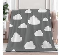 Couverture Plaid 180 x 200 cm, Nuages Minimalistes Plaid Polaire, Couverture et Plaid Canapé Grande Taille en Flanelle Douce et Chaude, Confortable pour Enfants et Adultes, Gris