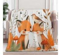 Couverture Plaid Animaux Renard Forêt Couleur Orange - Couverture et Plaid pour Canapé Grande Taille en Flanelle Douce et Chaude, Confortable pour Enfants et Adultes, 220 x 240 cm