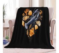 Couverture Plaid Canape 100 x 130 cm Impression de dessiné à la Main Homard Crabe huître, Plaid en Flanelle Noir Douce et Confortable, Couverture Lit Chaude pour Adulte et Enfant