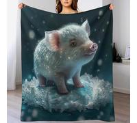 Couverture Plaid Cochon Mignon, Très Doux, Douillette, Moelleux, Chaud, Couverture Polaire en Flannel pour Canapé, Chambre, Voyage,(130×150cm)