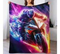 Couverture Plaid Couverture Chaude Confortable en Flannel Molleton De Flanelle Motif Moto, Couverture en Toute Saison pour Lit（130×150cm）