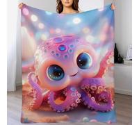 Couverture Plaid Couverture Chaude Confortable en Flannel Molleton De Flanelle Motif Poulpe Mignon, Couverture en Toute Saison pour Lit（130×150cm）