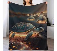Couverture Plaid Couverture Chaude Confortable en Flannel Molleton De Flanelle Motif Tortue Mignonne, Couverture en Toute Saison pour Lit（130×150cm）
