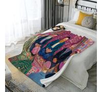 Couverture Plaid Flanelle 220X240Cm Couvertures Polaire d'automne Chaud, Portrait d'homme Ethnique Peinture À l'huile Vintage Imprimé Moelleuse Légères Rose-Violet Couvertures pour Voyager Lit Canapé