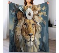 Couverture Plaid Flanelle Lion Abstrait Jeté Housse De Lit Canapé Chambre Sofa Peut Ëtre Utilisé dans 4 Saisons 1 Pièce Polaire Douce Et Chaude Voilage Bébé 230 X 270 Cm Portraits d'animaux Sauvages